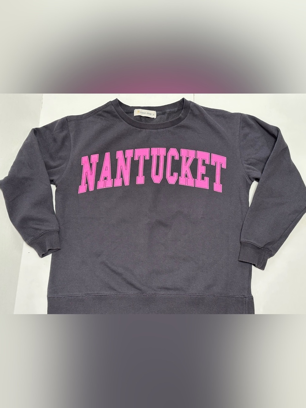 Ocean drive Nantucket Crewneck Sweatshirt  with Hot Pink Lettering small